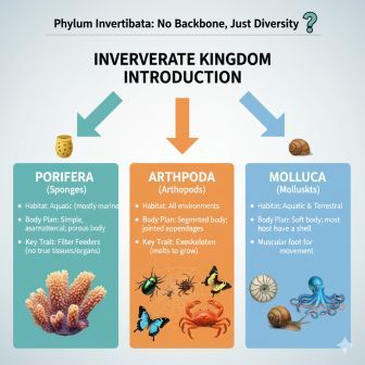 अकशेरुकी जगत का परिचय: पोरीफेरा, आर्थ्रोपोडा और मोलस्का 🦠🦀🐚 1 inververate kingdom