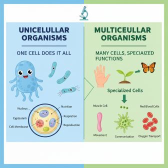 एककोशिकीय (Unicellular) और बहुकोशिकीय (Multicellular) जीव। 3 एककोशिकीय (Unicellular) और बहुकोशिकीय (Multicellular) जीव।